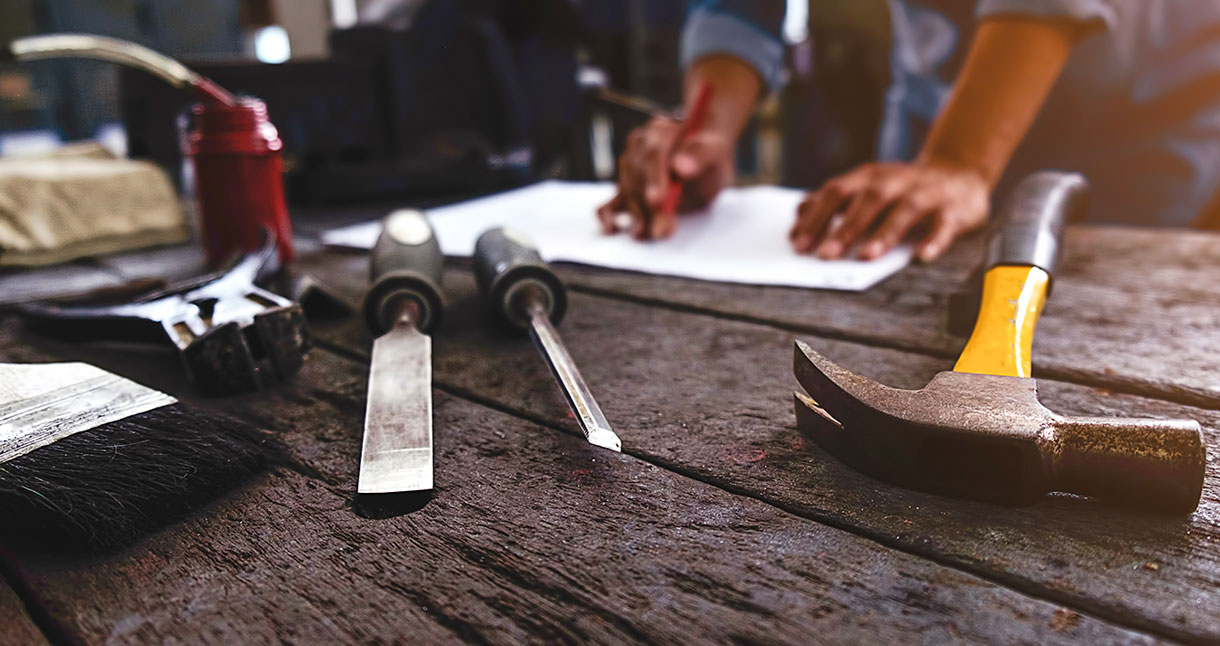 Man planning construction work Man planning construction work